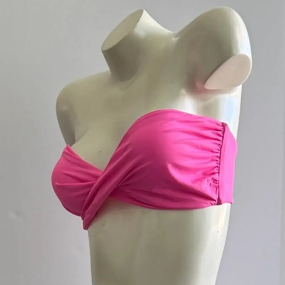 Frankies Bikinis Margo Strapless Bandeau Bikini Top - Pink Punch - Large